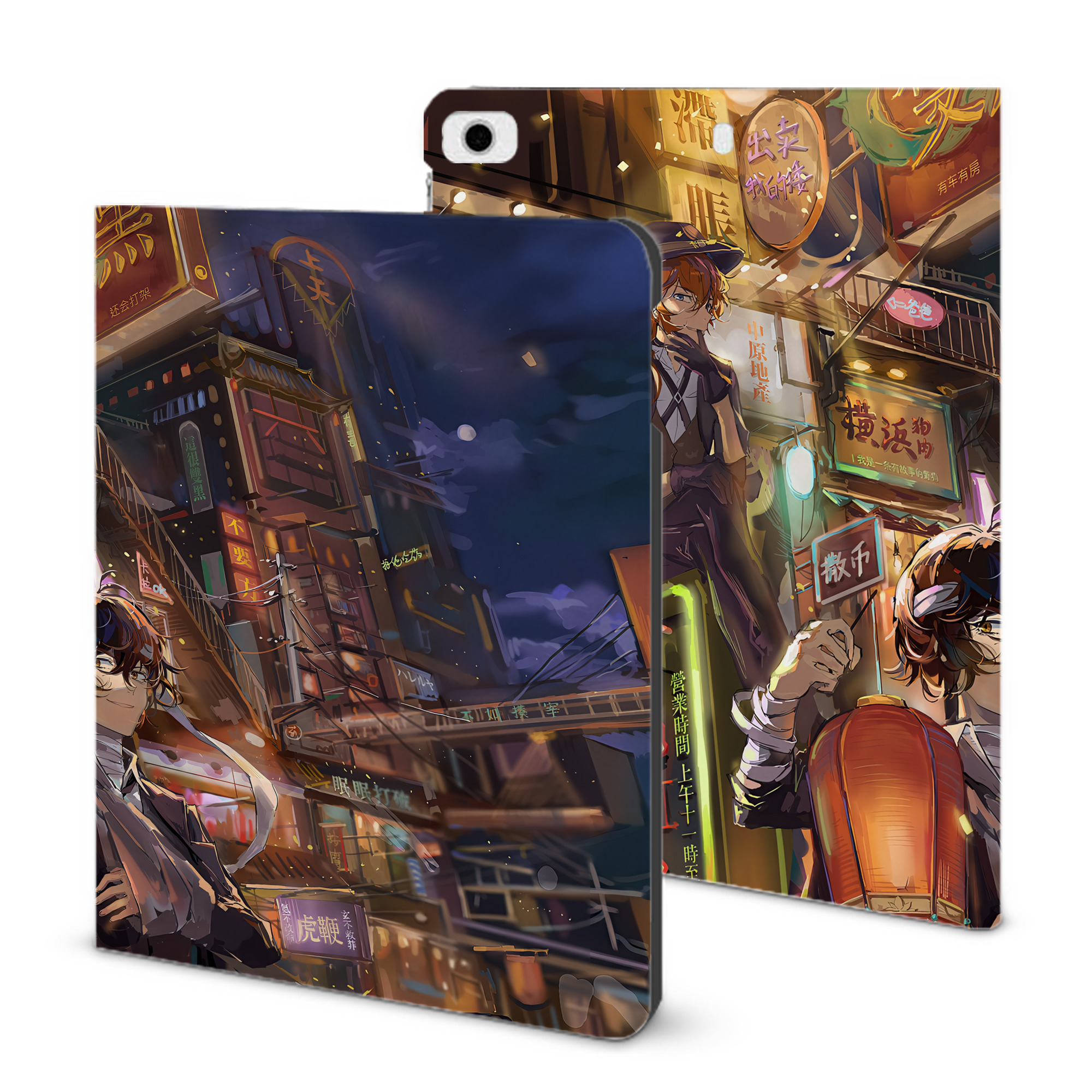 （画像用） 文豪ストレイドッグス Bungo Stray Dogs IPad ケース ブック型 PUレザー TPU 耐衝撃 軽量 薄型 ペン収納なし 全面保護 IPad 各モデル対応